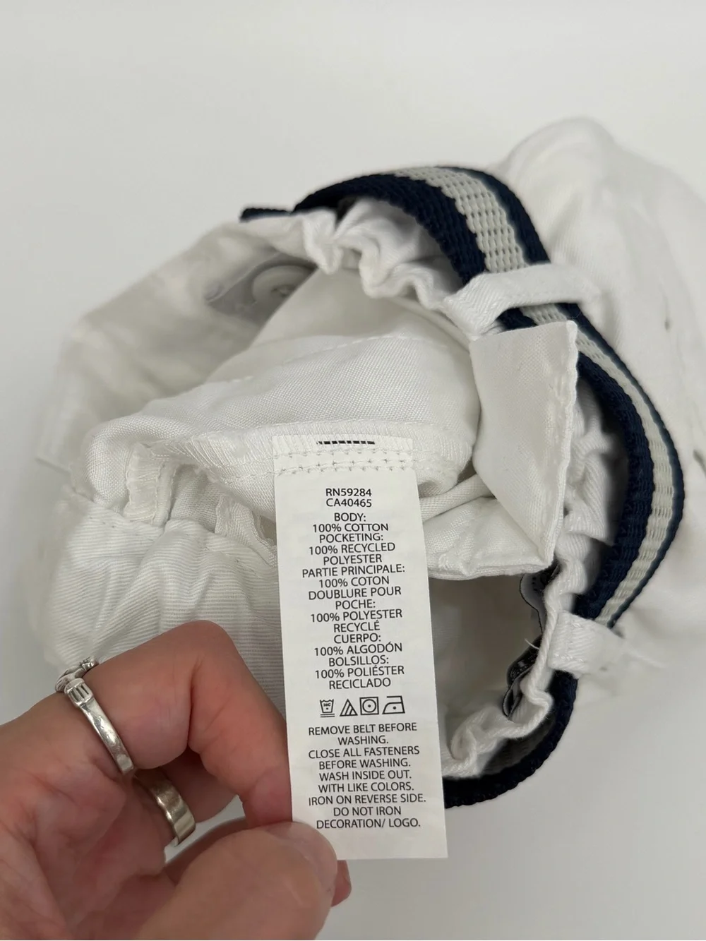 NWT The Children's Place White Chino Shorts with Navy & White Striped Belt
